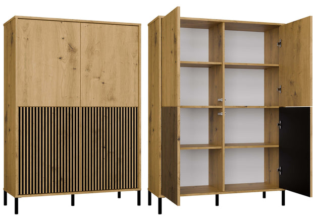 WITRYNA KAMARO 4DK SLIM/GŁ DĄB ARTISAN LAMELE FRONT RYFLOWANY + GŁADKI